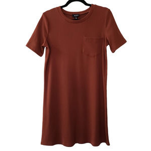 Pinkblush Maternity Short Sleeve Ribbed Crew Neck Stretch Tee Dress, Brown, S
